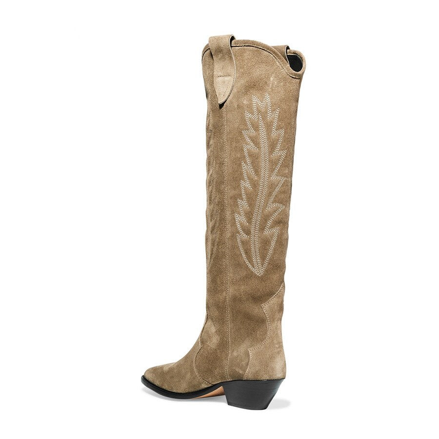 Botas Vaqueras Altas de Piel Decoradas - Vestiria