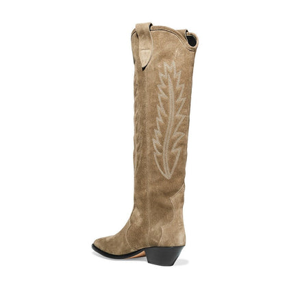 Botas Vaqueras Altas de Piel Decoradas - Vestiria