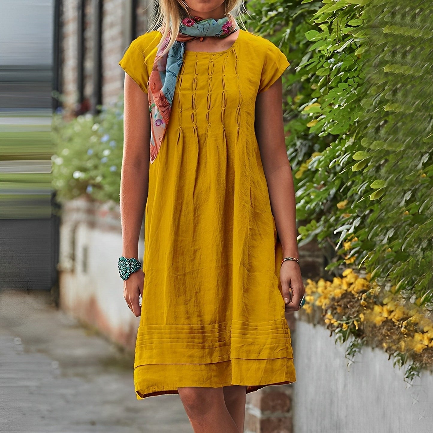 Vestido Midi Casual Manga Corta - Vestiria