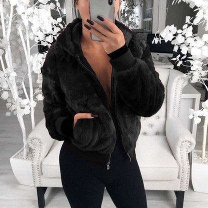 Chaqueta Felpa Suave Cremallera Mujer
