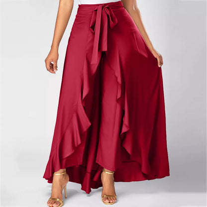 Maxifalda Elegante con Volante Floral