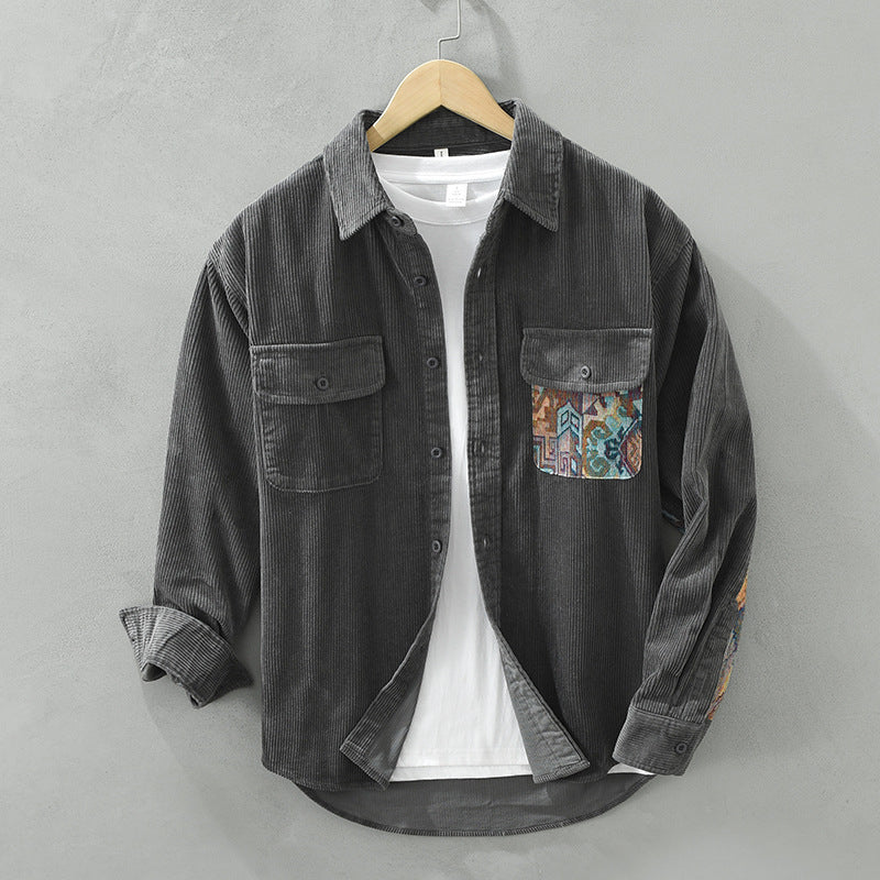 Camisa Hombre Pana Cuello Alto Abotonada