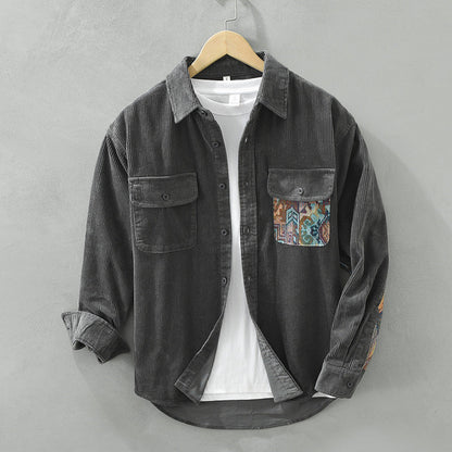 Camisa Hombre Pana Cuello Alto Abotonada