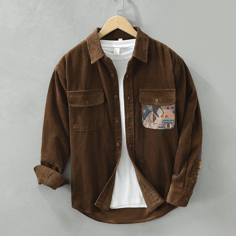 Camisa Hombre Pana Cuello Alto Abotonada
