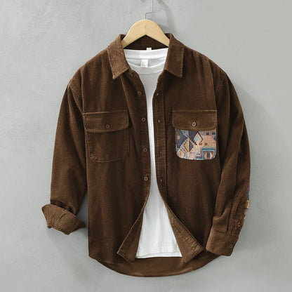 Camisa Hombre Pana Cuello Alto Abotonada