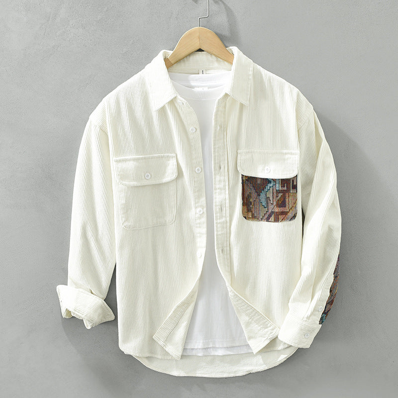 Camisa Hombre Pana Cuello Alto Abotonada