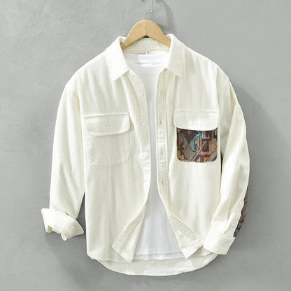 Camisa Hombre Pana Cuello Alto Abotonada
