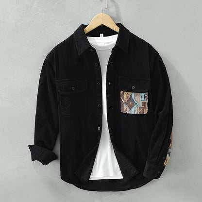 Camisa Hombre Pana Cuello Alto Abotonada