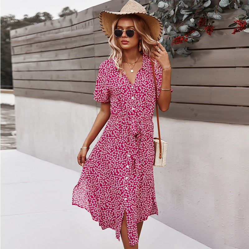 Vestido Boho Estampado Flores - Vestiria