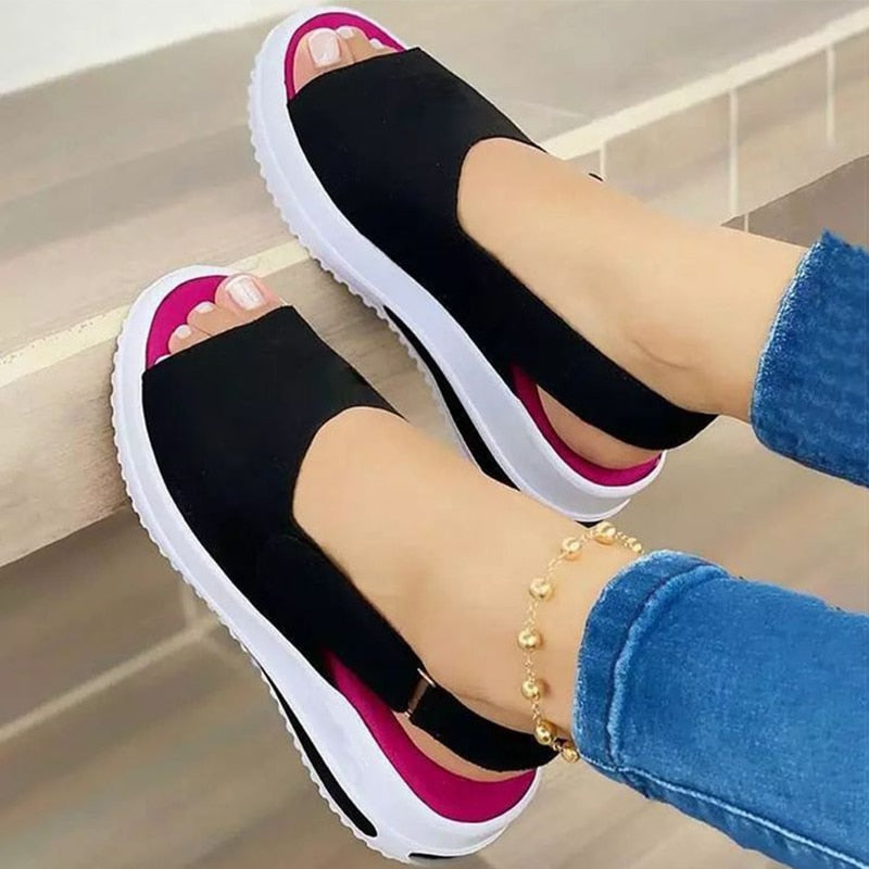 Sandalias Mujer Plataforma Abierto Talón