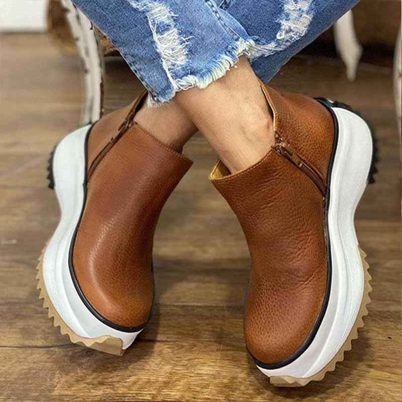Botas Cuña Bajas Mujer con Cierre