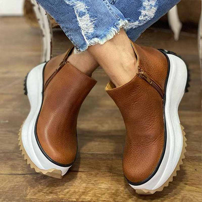 Botas Cuña Bajas Mujer con Cierre