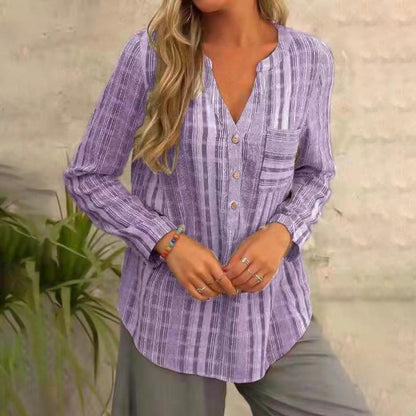 Blusa Mujer Manga Larga Cuello V
