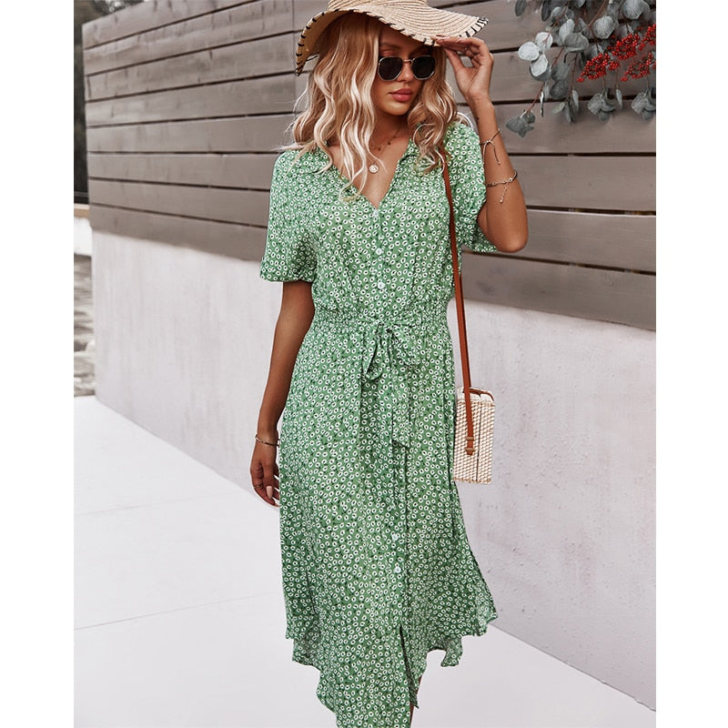 Vestido Boho Estampado Flores