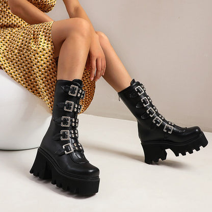 Botas Altas Góticas Mujer Estilo Punk