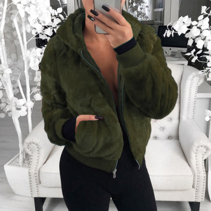 Chaqueta Felpa Suave Cremallera Mujer