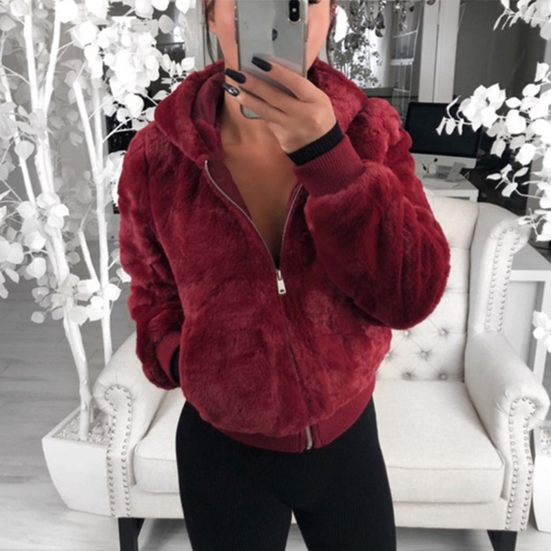 Chaqueta Felpa Suave Cremallera Mujer - Vestiria