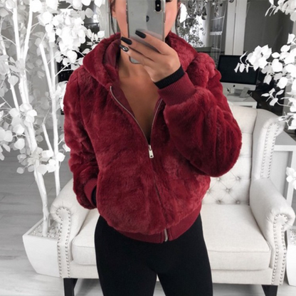 Chaqueta Felpa Suave Cremallera Mujer - Vestiria