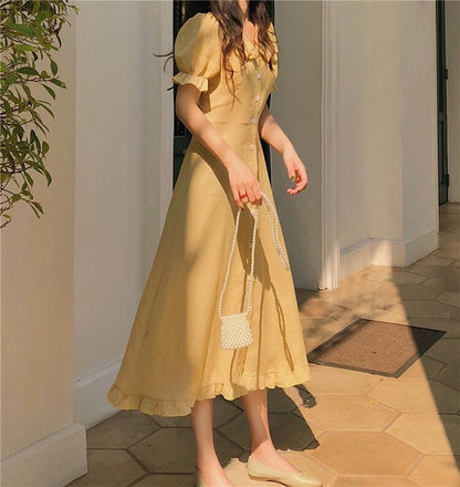Vestido Midi Elegante Cuello Florido - Vestiria