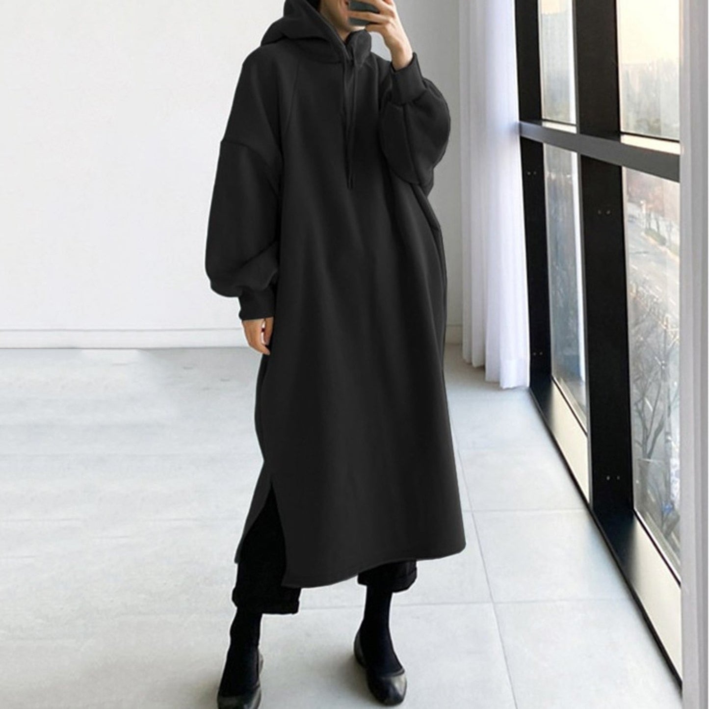Abrigo Vestido Largo Acogedor Mujer