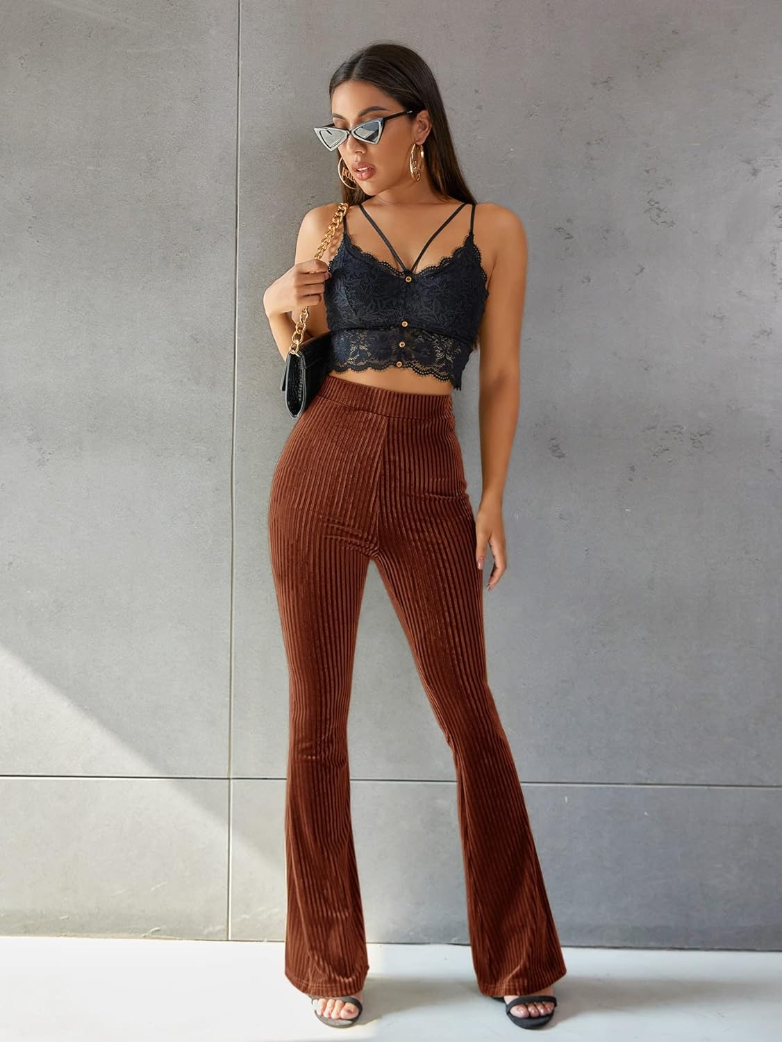 Pantalones Pana Cintura Alta Mujer