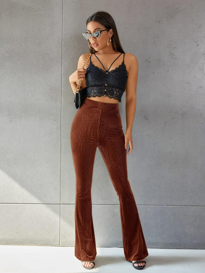 Pantalones Pana Cintura Alta Mujer