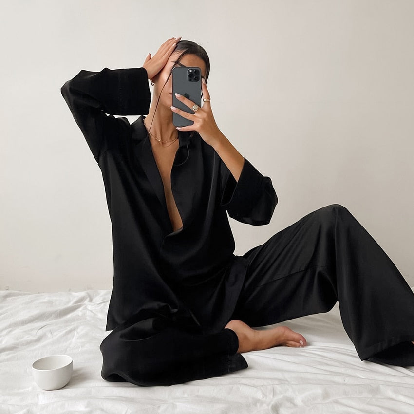 Pijama Mujer Satinado Gran Talla - Vestiria