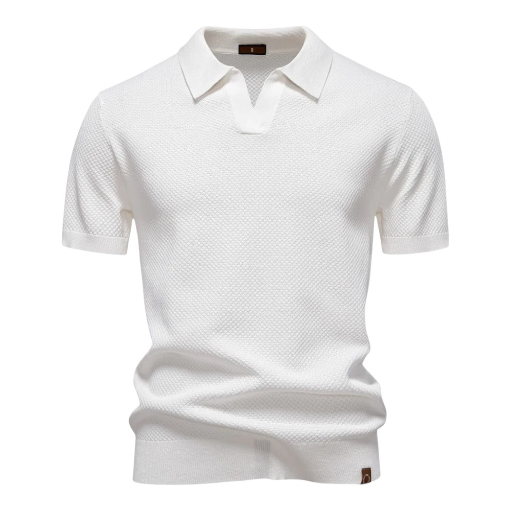 Polo Hombre Texturizado Cuello Abierto Casual