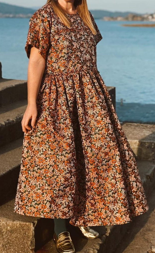 Vestido Floral Mujer Marrón - Vestiria