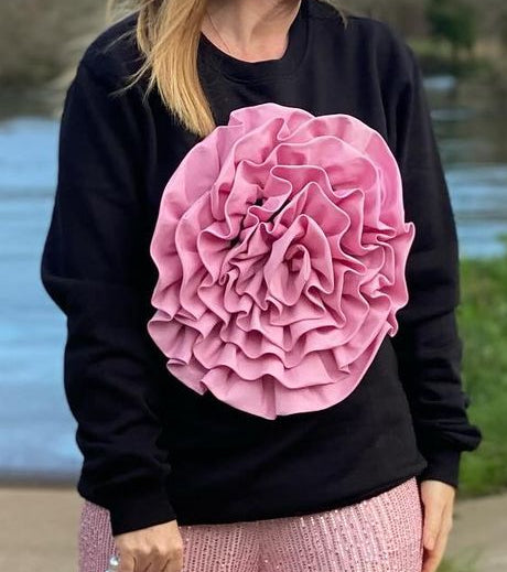 Sudadera Negra Floralis Elegante - Vestiria