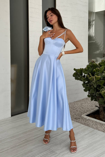 Vestido Azul Estilo Verano con Tirantes
