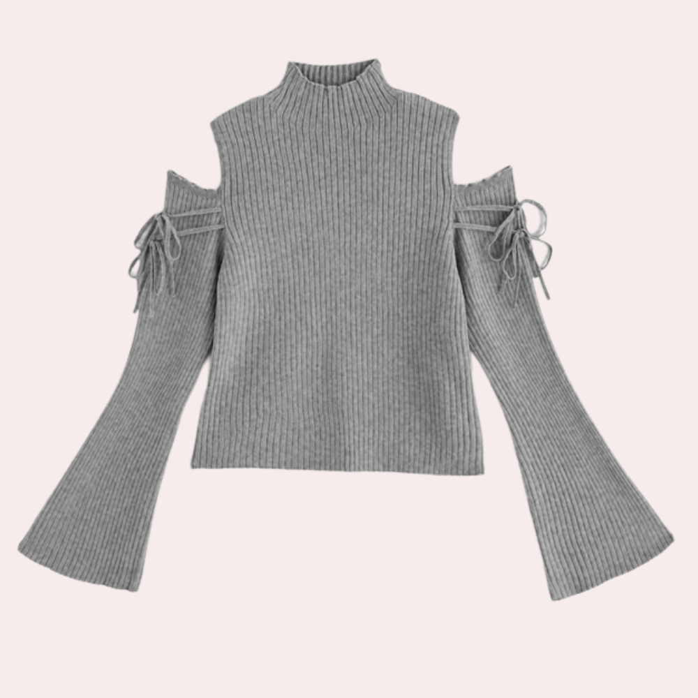 Jersey de punto con hombros al descubierto femenino