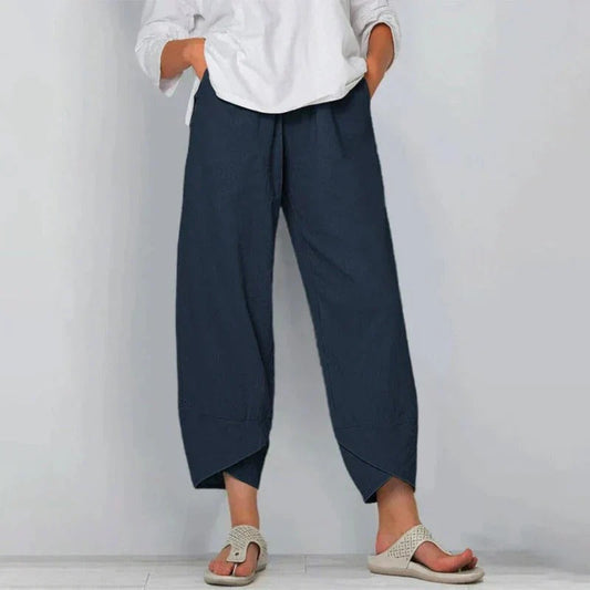Pantalón mujer ancho cintura alta elegante - Vestiria