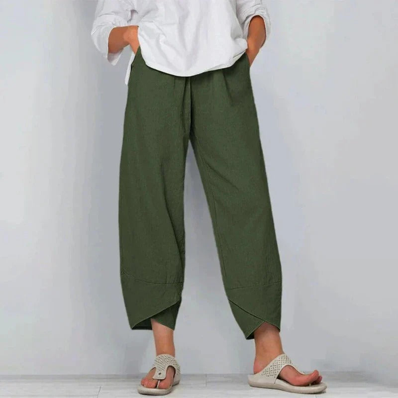 Pantalón mujer ancho cintura alta elegante