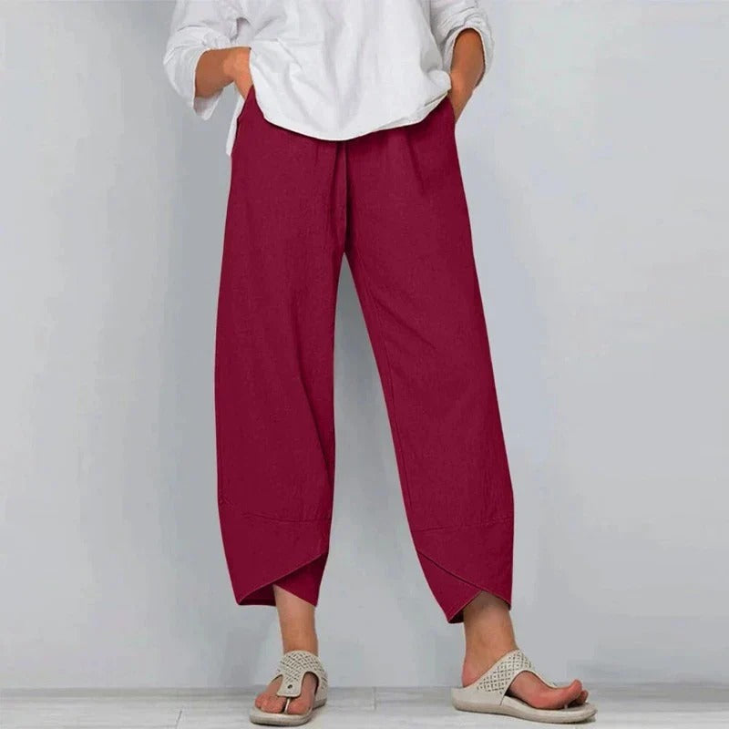 Pantalón mujer ancho cintura alta elegante