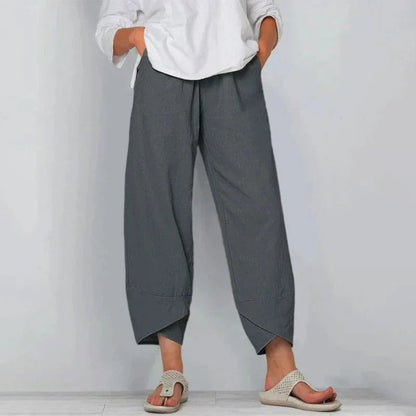 Pantalón mujer ancho cintura alta elegante