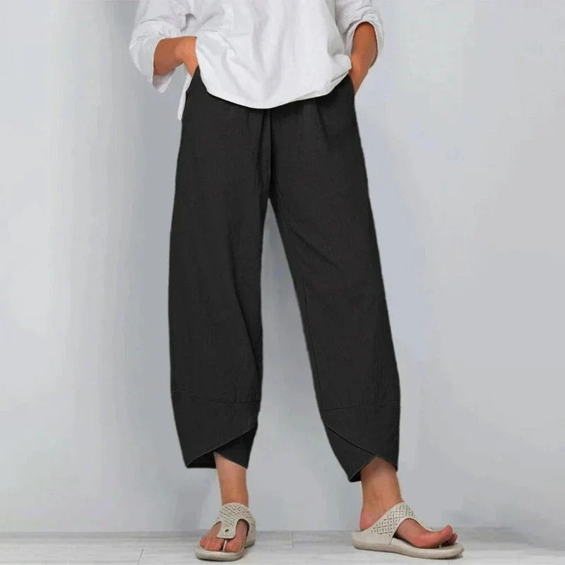 Pantalón mujer ancho cintura alta elegante
