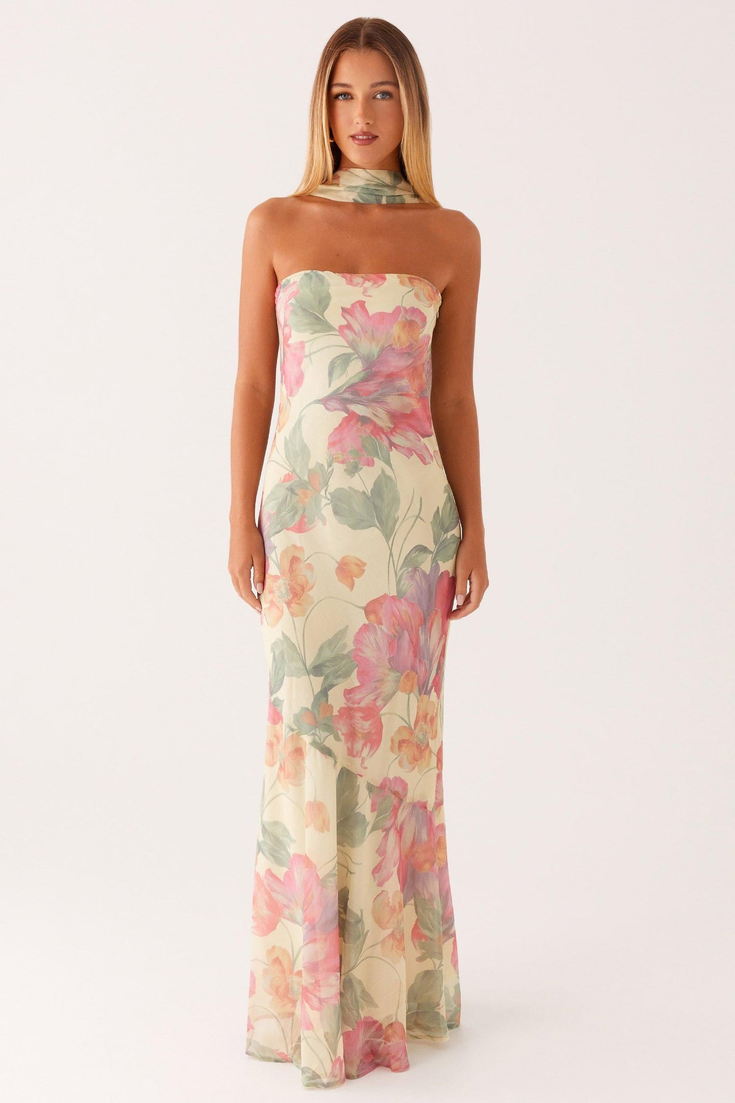 Vestido Fiesta sin Mangas con Flores - Vestiria
