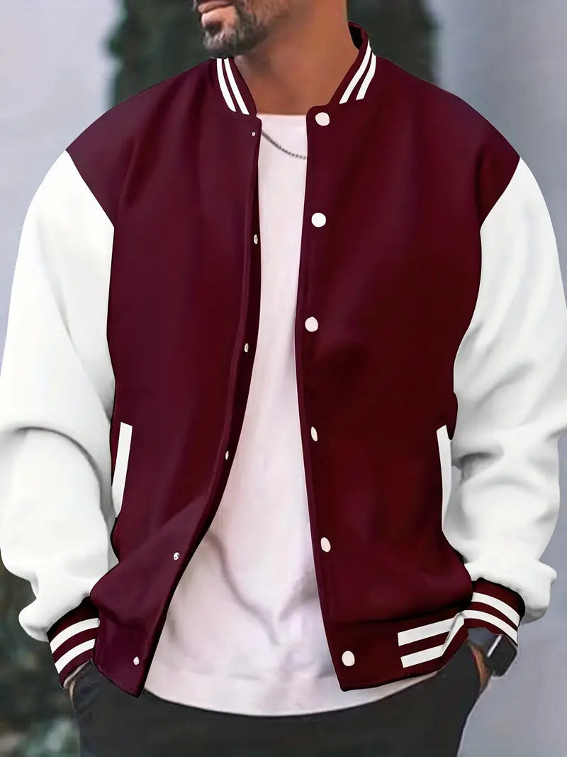 Chaqueta Varsity Estilo Retro Hombre Invierno