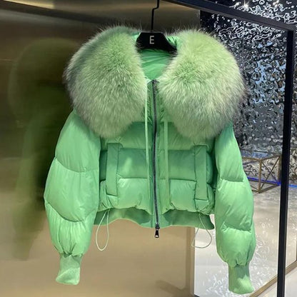 Abrigo Puffer Invierno Mujer Cuello Piel Artificial