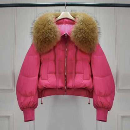Abrigo Puffer Invierno Mujer Cuello Piel Artificial