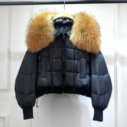 Abrigo Puffer Invierno Mujer Cuello Piel Artificial