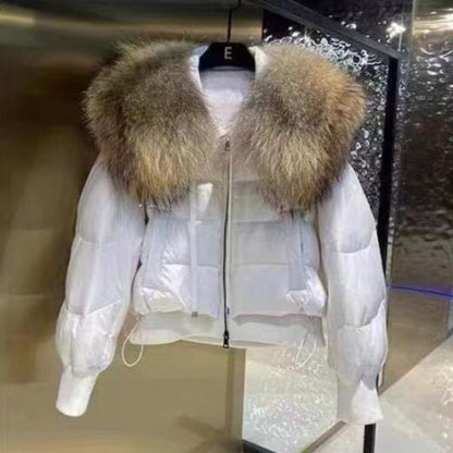 Abrigo Puffer Invierno Mujer Cuello Piel Artificial