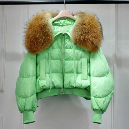 Abrigo Puffer Invierno Mujer Cuello Piel Artificial