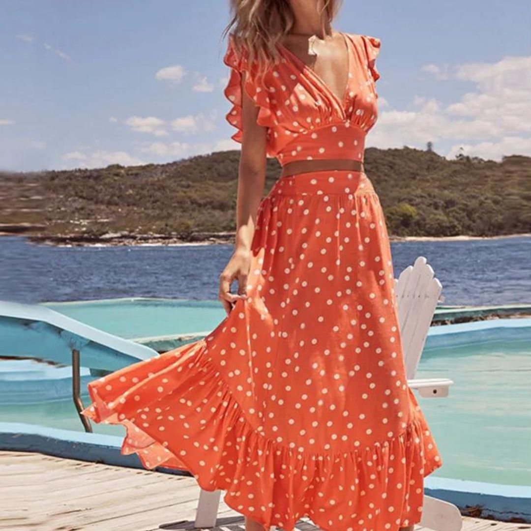 Vestido Elegante con Mangas Aleteadas - Vestiria