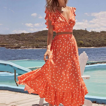 Vestido Elegante con Mangas Aleteadas - Vestiria