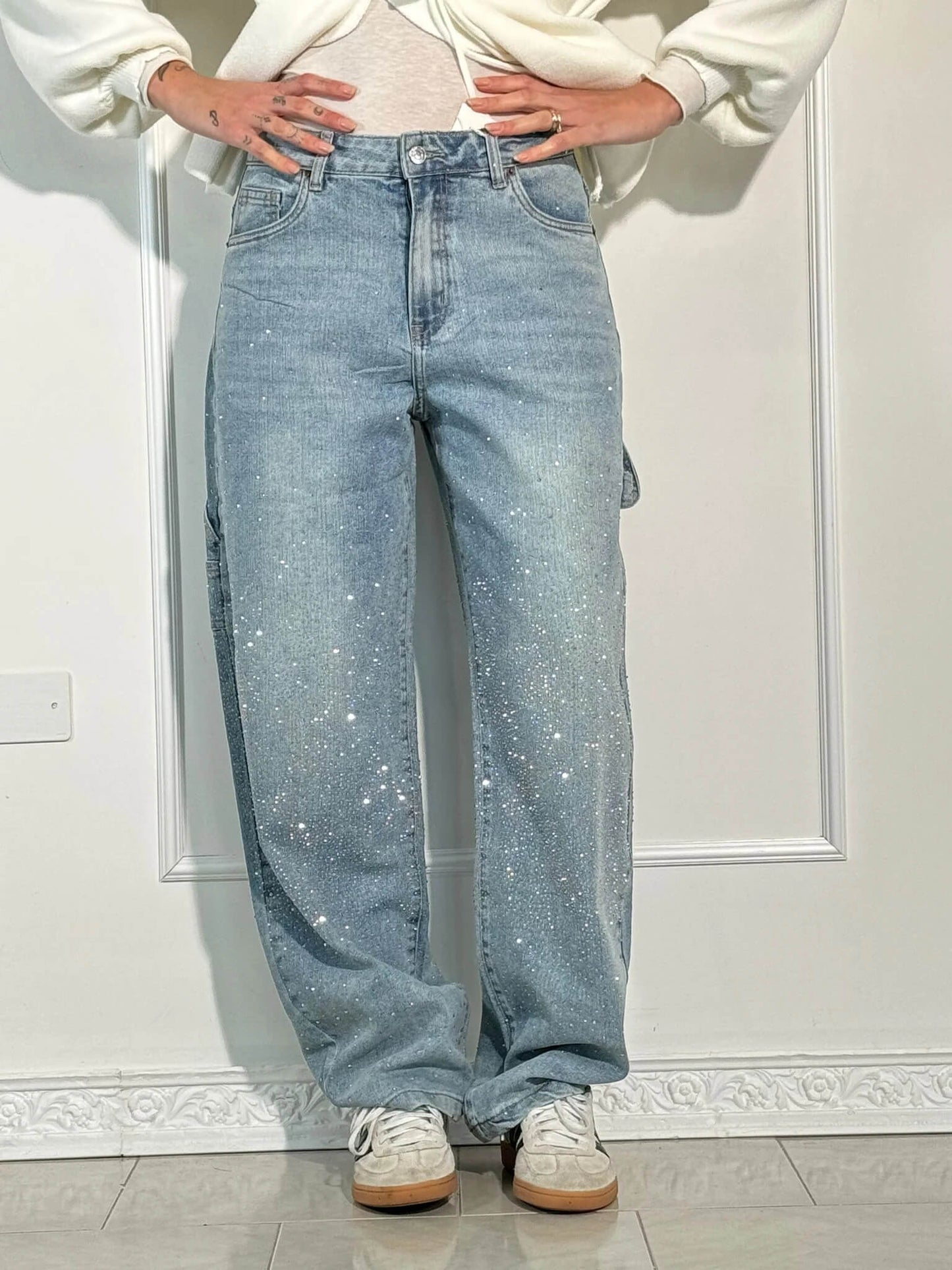 Pantalones Vaqueros Mujer Elegantes Corte Amplio