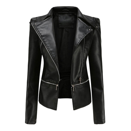 Chaquetón cuero ajustado mujer estilo rockero - Vestiria