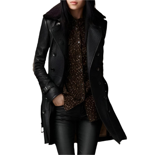 Chaquetón Invernal Mujer Cuero Elegante - Vestiria