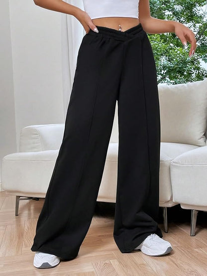 Pantalón ancho mujer corte fluido elegante